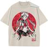 Summer Mens Beige Washed T  Shirt Pokemon Slowpoke Big Face High  Quality Fabric for Casual Shopping