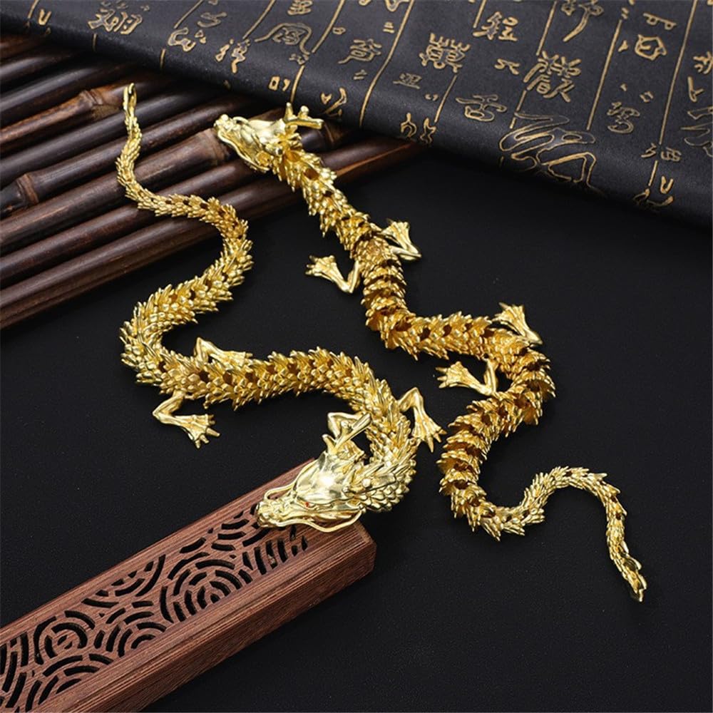 Dragon Copper Movement Design Brass Craft Desktop Ornament Dragon 3D Gold Dragon with Beard Zodiac Dragon Ornament Dragon Prosperous Business Increase