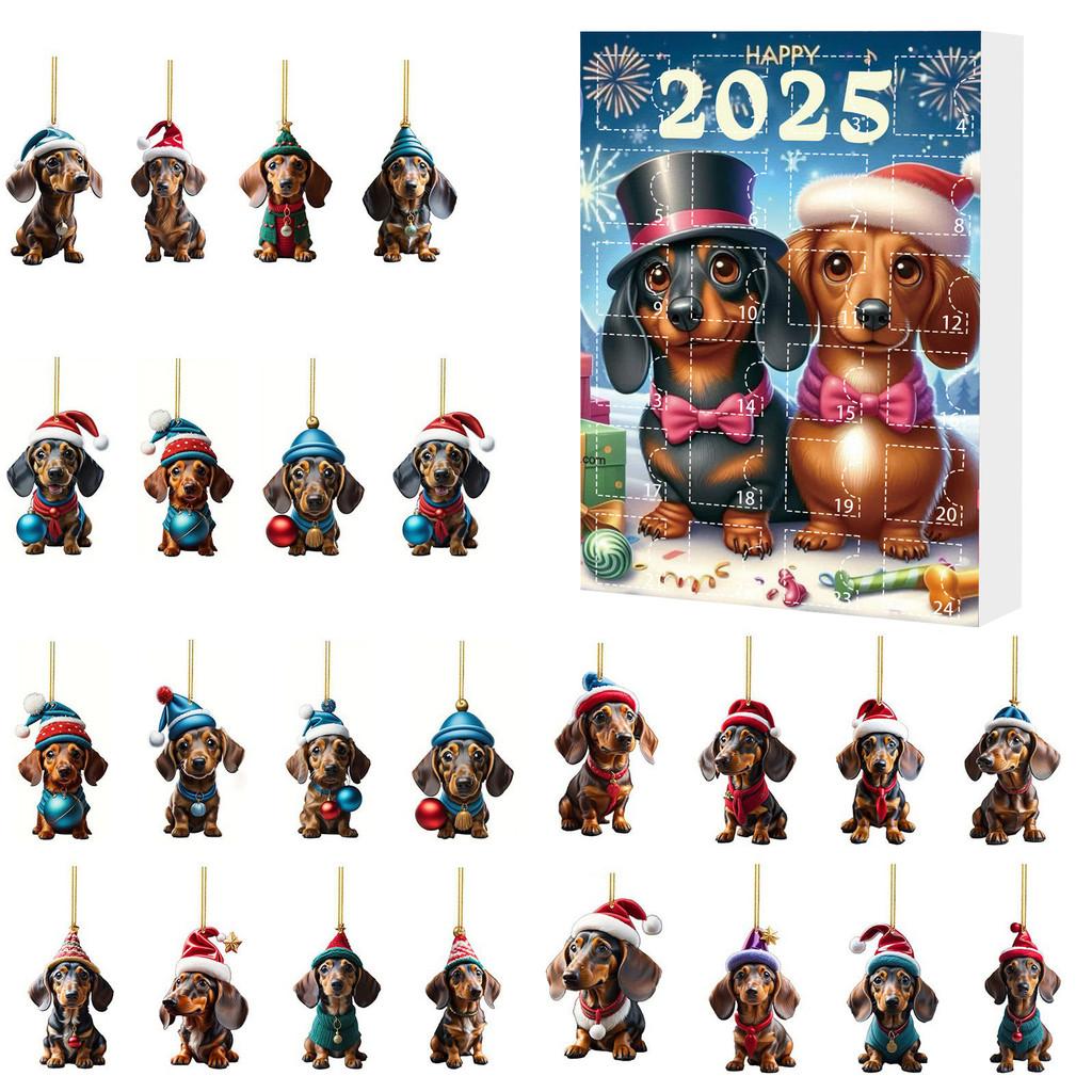 Christmas Countdown 24 Day Dog Pet Pendant With Acrylic Material For Holiday Decor And Gift Giving