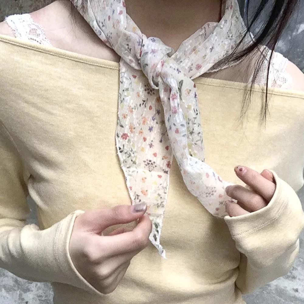 Cotton Spring Silk Scarves Pastoral Style Triangular Headband Sweet Bohemian Hair Band  Gift