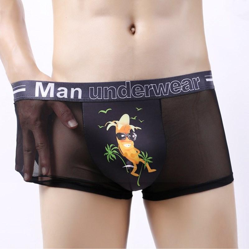 

Underpants Men s New Thin Section Underpants Men s Ice Silk Mesh Yarn Quick-drying Sexy Transparent Large Size Breathable Boxer Shorts L чорний