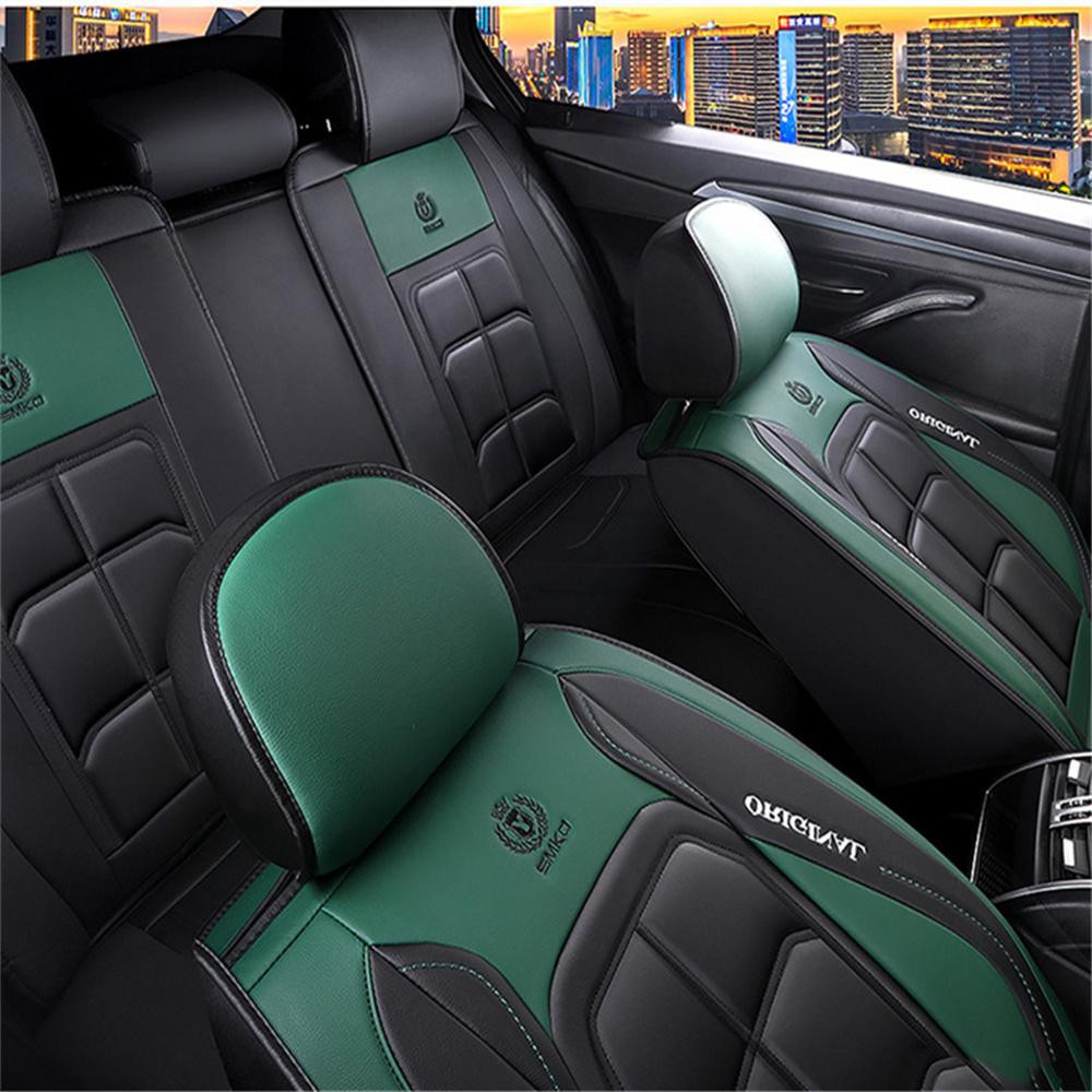 Luxus Verschleißfestes Leder Auto Kissen Sitzbezüge Auto-Styling Voll Umrandet Vorne+hinten Kissen 5-Sitzer Für alle...