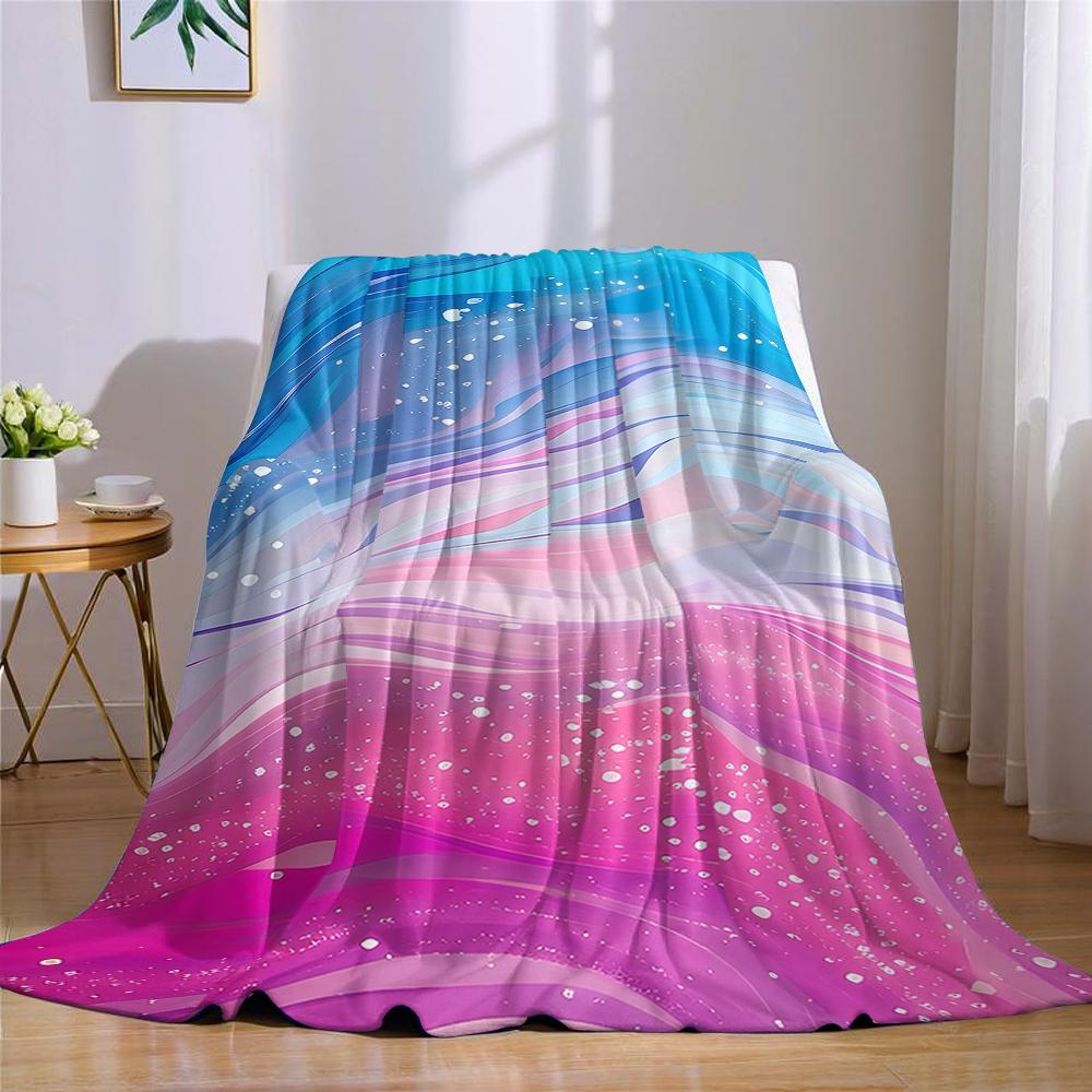Blue - Pink Wave Flow Flannel Blanket Warm Soft Halloween Christmas Couch Warm Cozy Decorative Decor Gift for All Season