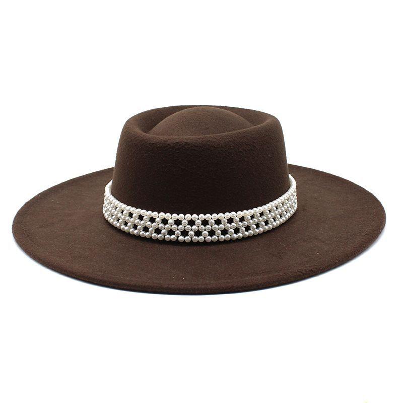 New Autumn and Winter Hepburn Style Dome Concave and Convex Top Big Brim Female British Men Woolen Felt Hat Cashmere Top Hat Hat