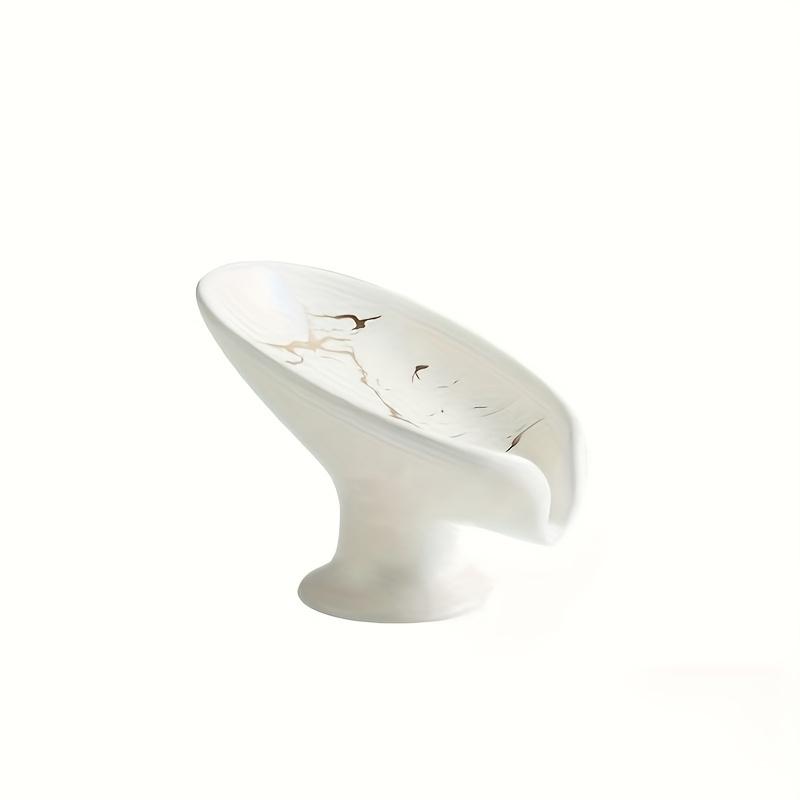 1pc Ceramic Self-draining Soap Rack Marble Exterior Leaf-shaped Soap Dish Bathroom Easy To Clean Keep Soap Dry Christmas, Christmas Gifts