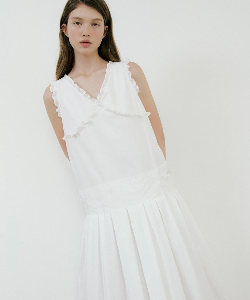 LETTERA Ruffle Long Dress_White