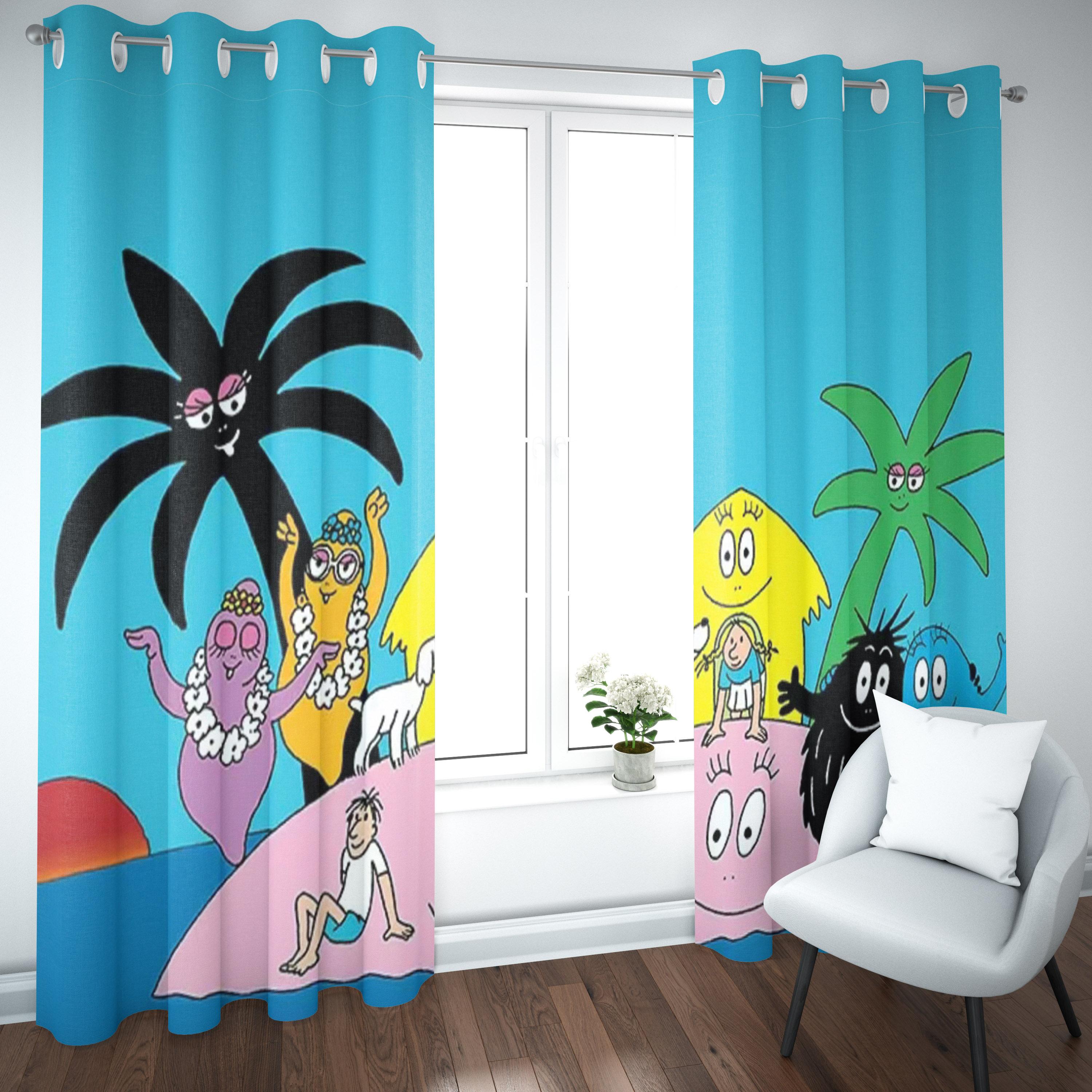 Барбапапа Мультяшная штора Спальня Окно Анимация Блэкаут Детская комната Модный стиль Домашнее украшение 100x140cm&Grommet Top