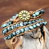 Natürlicher Stein Handgewebtes Armband Damen Bohemian Mehrschichtiges Wickel-Handseil Tigerauge Stein Armband.