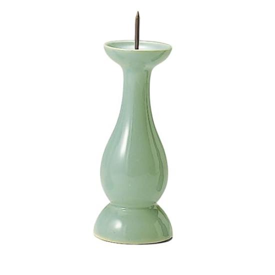 

Candle Holder with a Spiral Celadon Buddhist Altar Home Memorial Urn Use Neck, [5 inches] Supplies, Supplies,