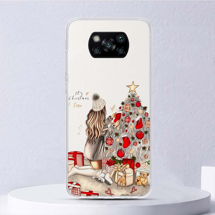 Christmas Girls Tree Gift Soft Case For Xiaomi Poco X3 NFC X4 M4 Pro M3 M2 Phone Cover F3 F2 F1 Mi Note 10 Lite A3 A2 A1 Funda C