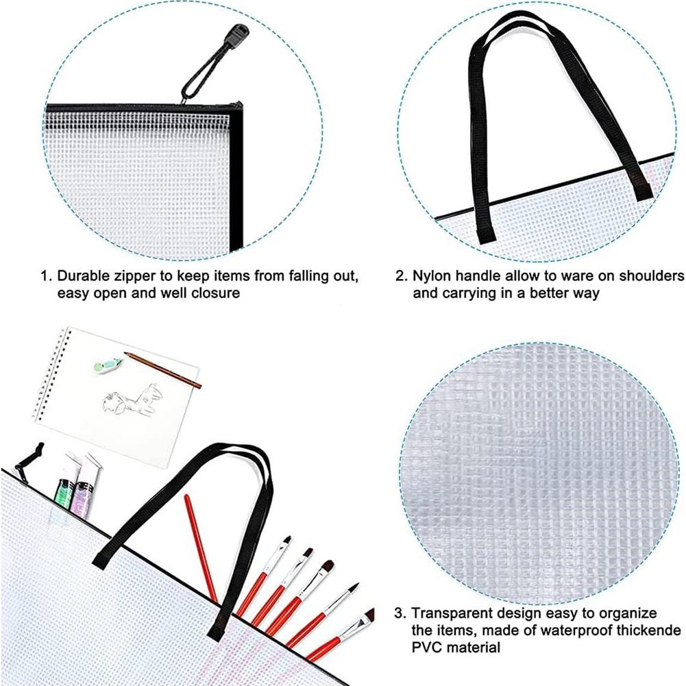 Kreuzstich-Netzreißverschlusstasche mit Griff, Puzzle-Taschen, transparente Netz-Aktentasche, Beutel für Kreuzstich-Projekte