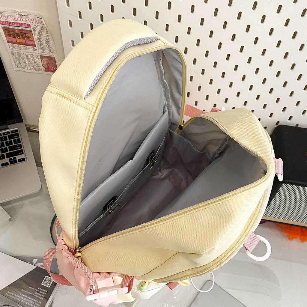 Cute girl heart student school bag junior high and high school Japanese system transparent bar pain bag ins fresh sweet campus backpack