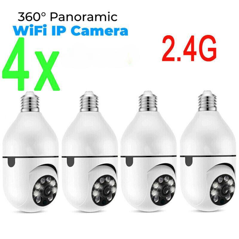 1/2/4 Pcs 2.4Ghz 5Ghz E27 Bulb Wireless Wifi Surveillance Camera Outdoor Night Vision Automatic Tracking 4X Digital Zoom Video Security Camera