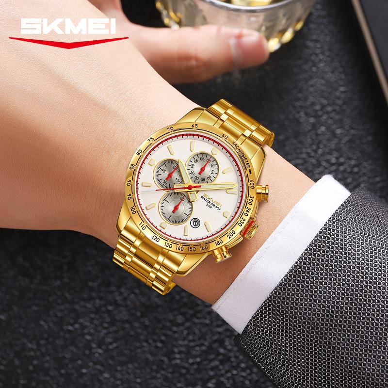 Luxury Men's Watches Stainless Steel Luminous Waterproof Men Wristwatch Chronograph Date Quartz Stylish Man Watch Reloj