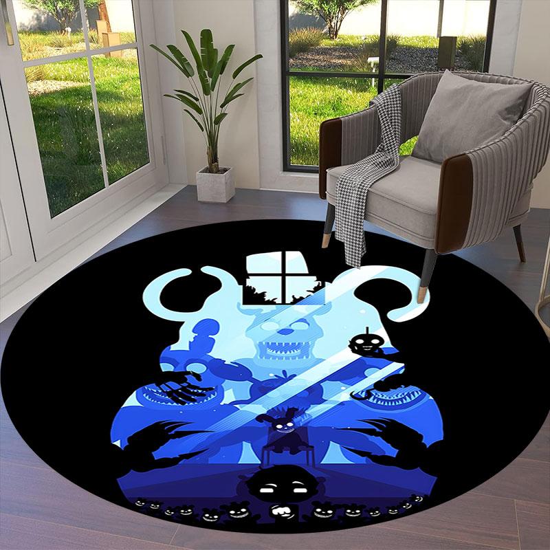 FiveNightsatFreddy's Round Area Rug,Carpet Rug for Living Room Bedroom Sofa Playroom Decor,Non-slip Floor Mat