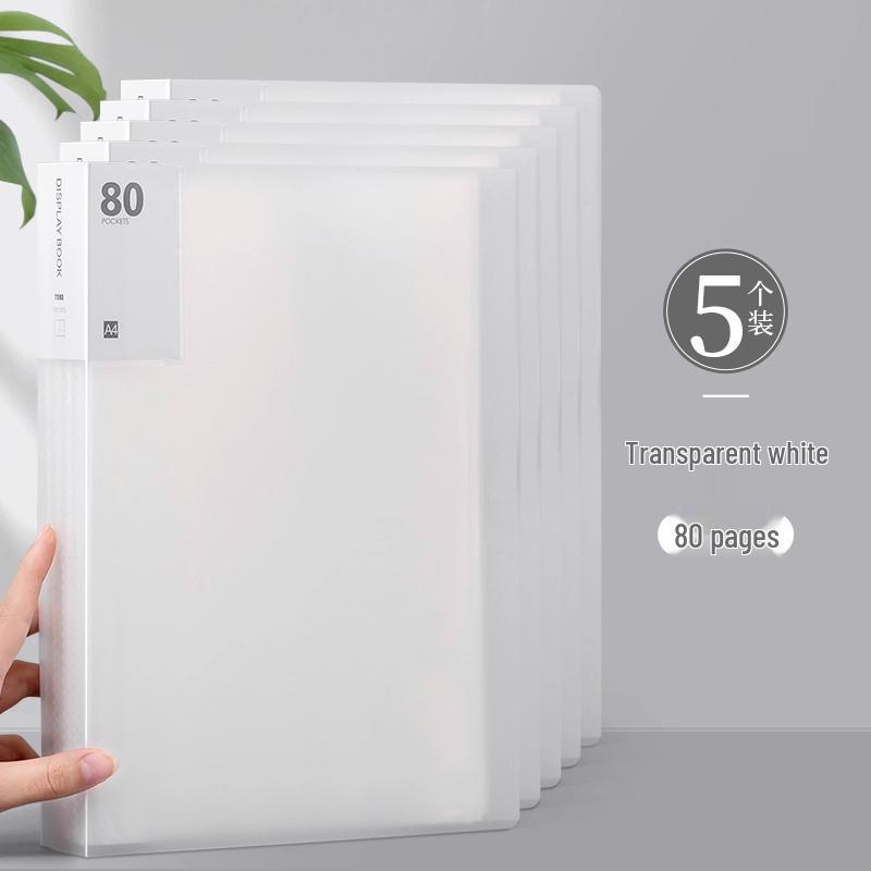 Transparent A4 Binder for Primary Students: 60-Page Insert Book, 100 Folders, Certificate Storage