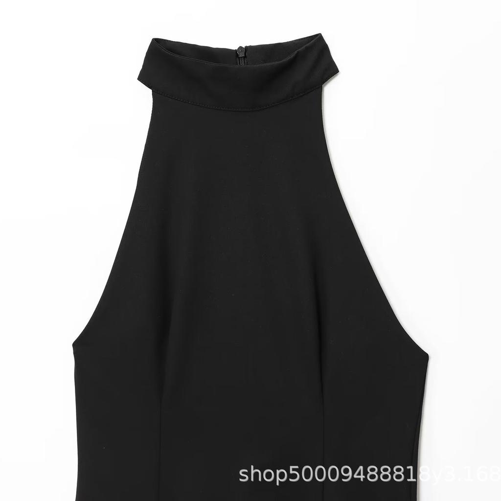 Women's Autumn New European and American Style Summer Sleeveless Pleated Neck Dress