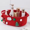 Christmas Gift Basket-Red Open-Top Storage Basket for Tree Decorations,Presents,Candy-Decorative Holiday Home Decor Organizer