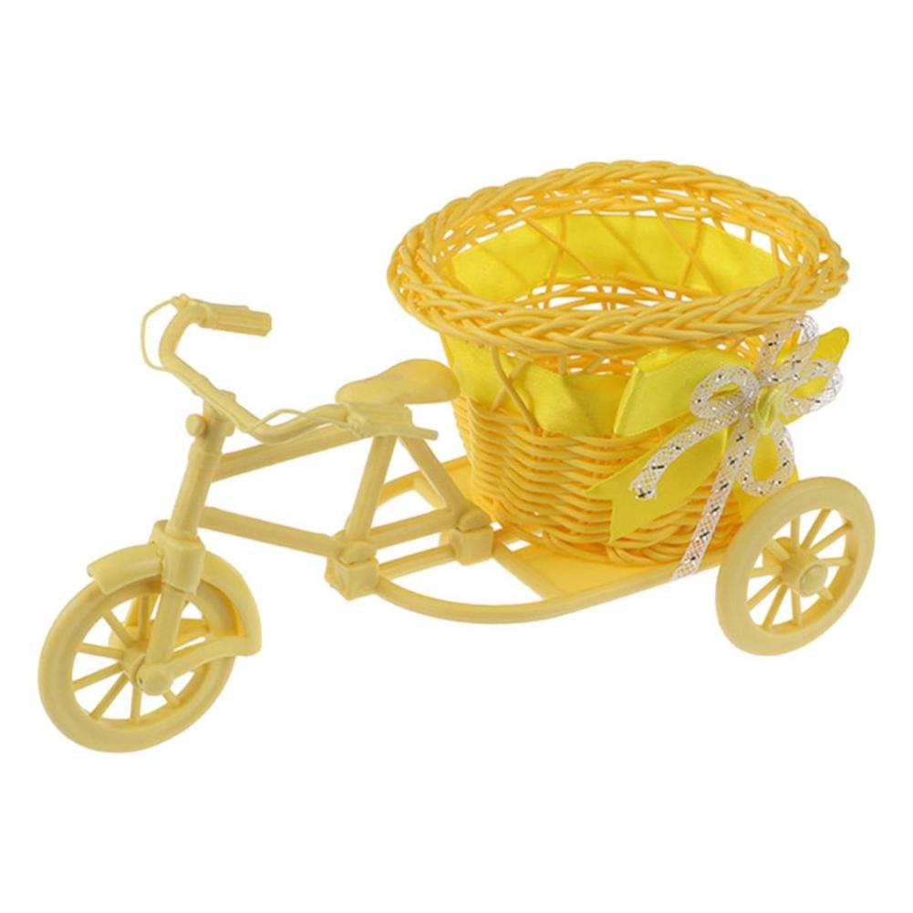 Bicycle Artificial Woven Flower Basket Tricycle Planter Large Capacity Multi-Function Decorative Nostalgic Plant Rack Stand