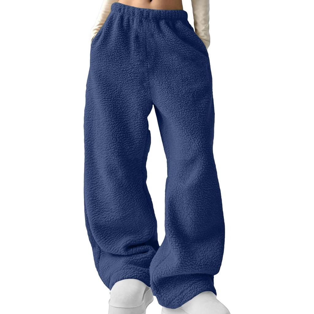 Baggy Sweatpants For Women Winter Warm Plush Wide Leg Joggers Workout Hiking Running Sweat Pants With Pockets