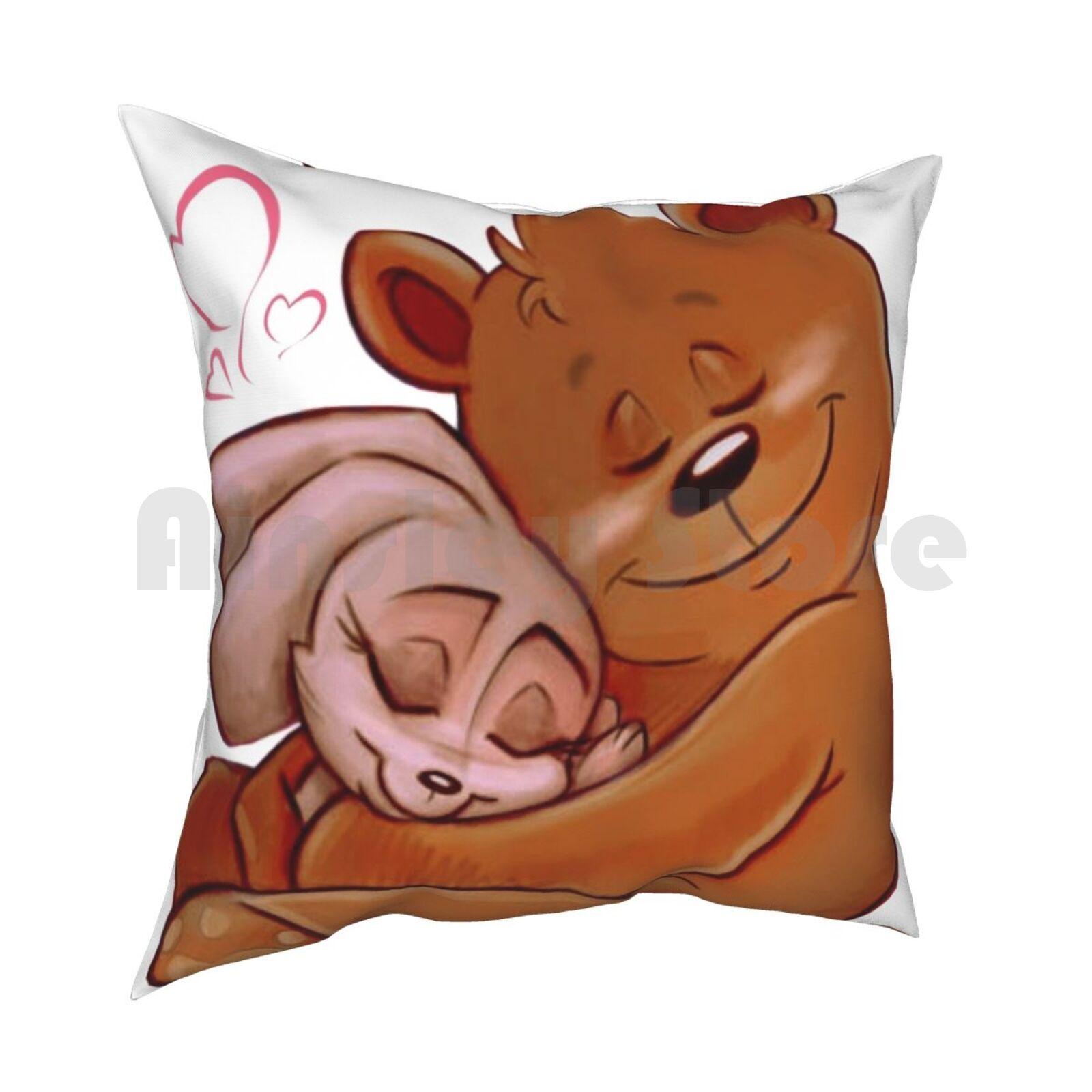 Honey Bunny Bear Pillow Case Printed Home Soft DIY Pillow Cover Honeybunnybear Character Lovers Sweet Love 30x30cm 12x12in