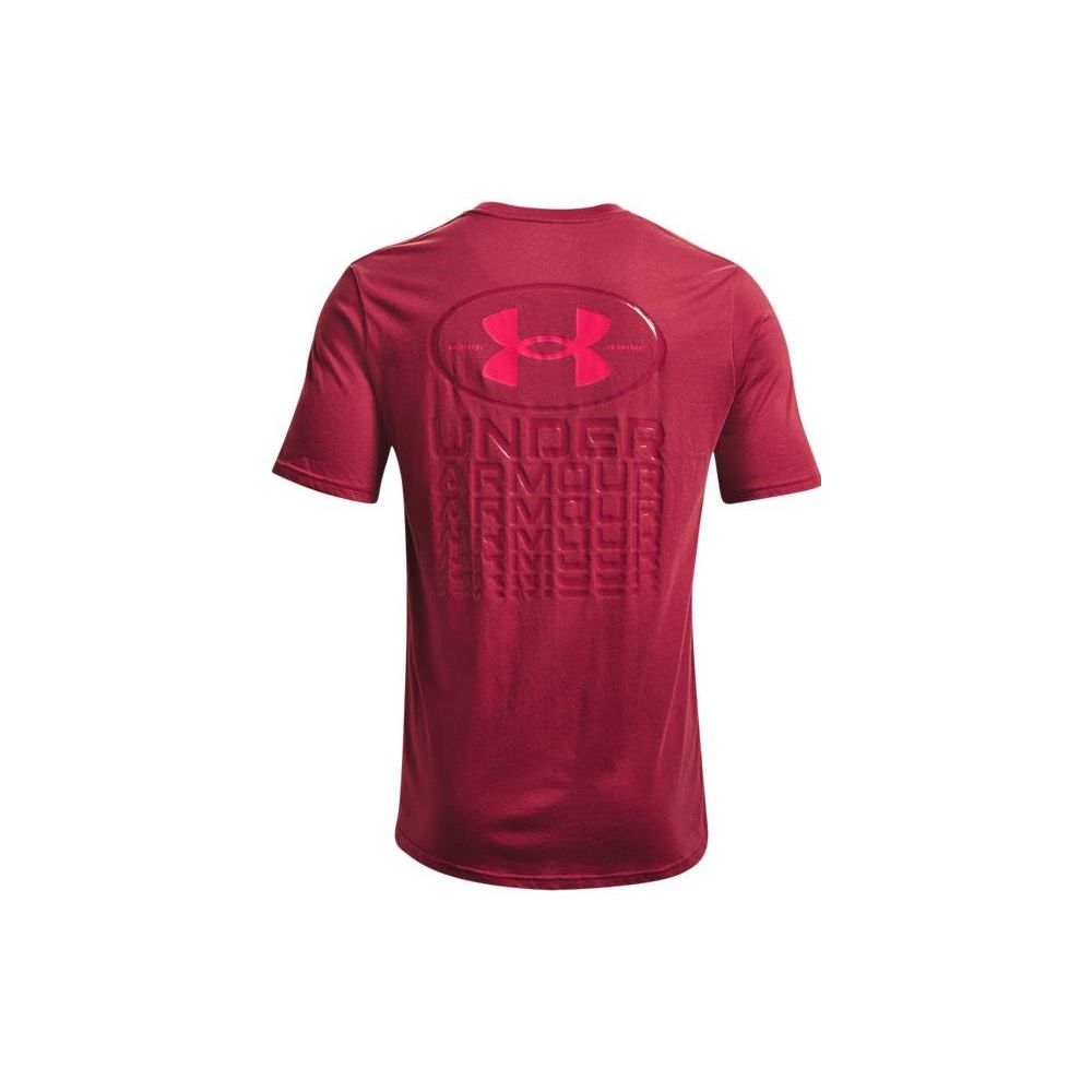 Under Armour Solid Color Large Logo Letter Round Neck Training Sports T-Shirt Men Tops Pink 1371264-664