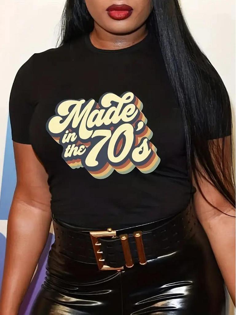 Women's Sweet Print Letter Short Sleeve Tops - New Arrival