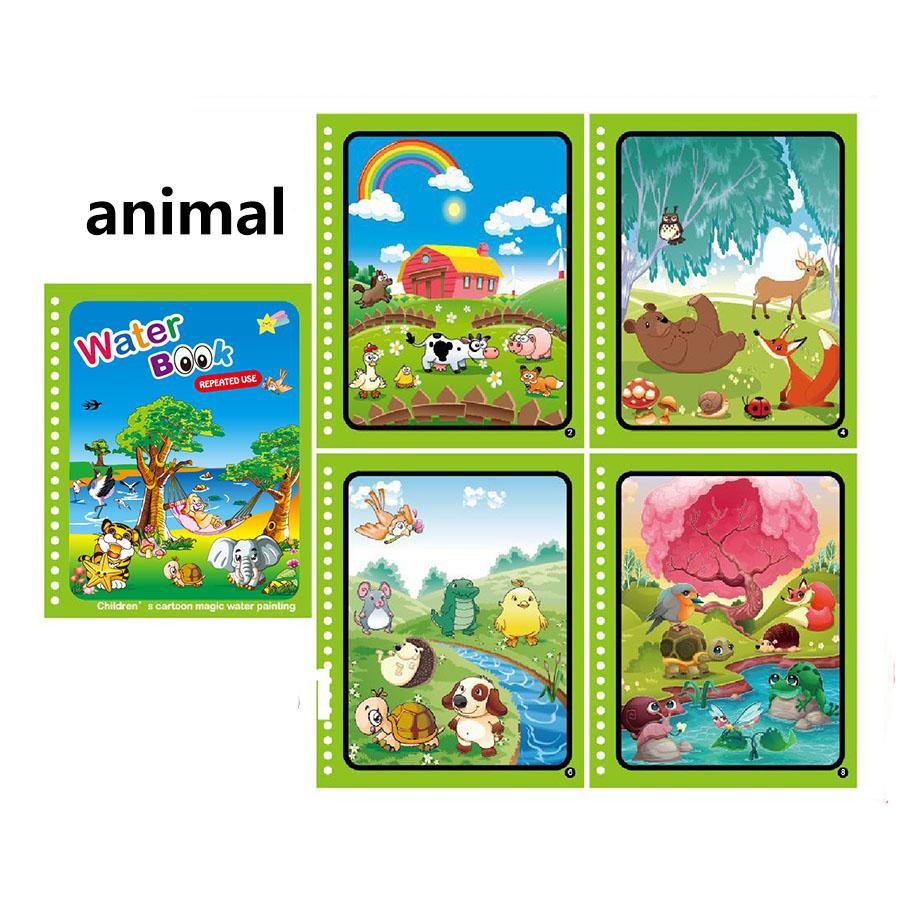 Magic Water Drawing Book with Pen Unicorn Dinosaur Birthday Style Children Montessori Painting Book Sensory Early Education JXB