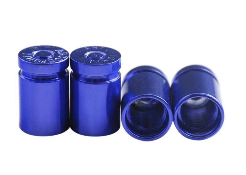 Areyss 230233 Universal Aluminum Air Valve Cap, Shell Type, Set of 4 (Blue, Blue)