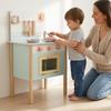 Wooden Play Kitchen Freestanding Toy Set Utensil Accessories Young Cooks Playset Blue