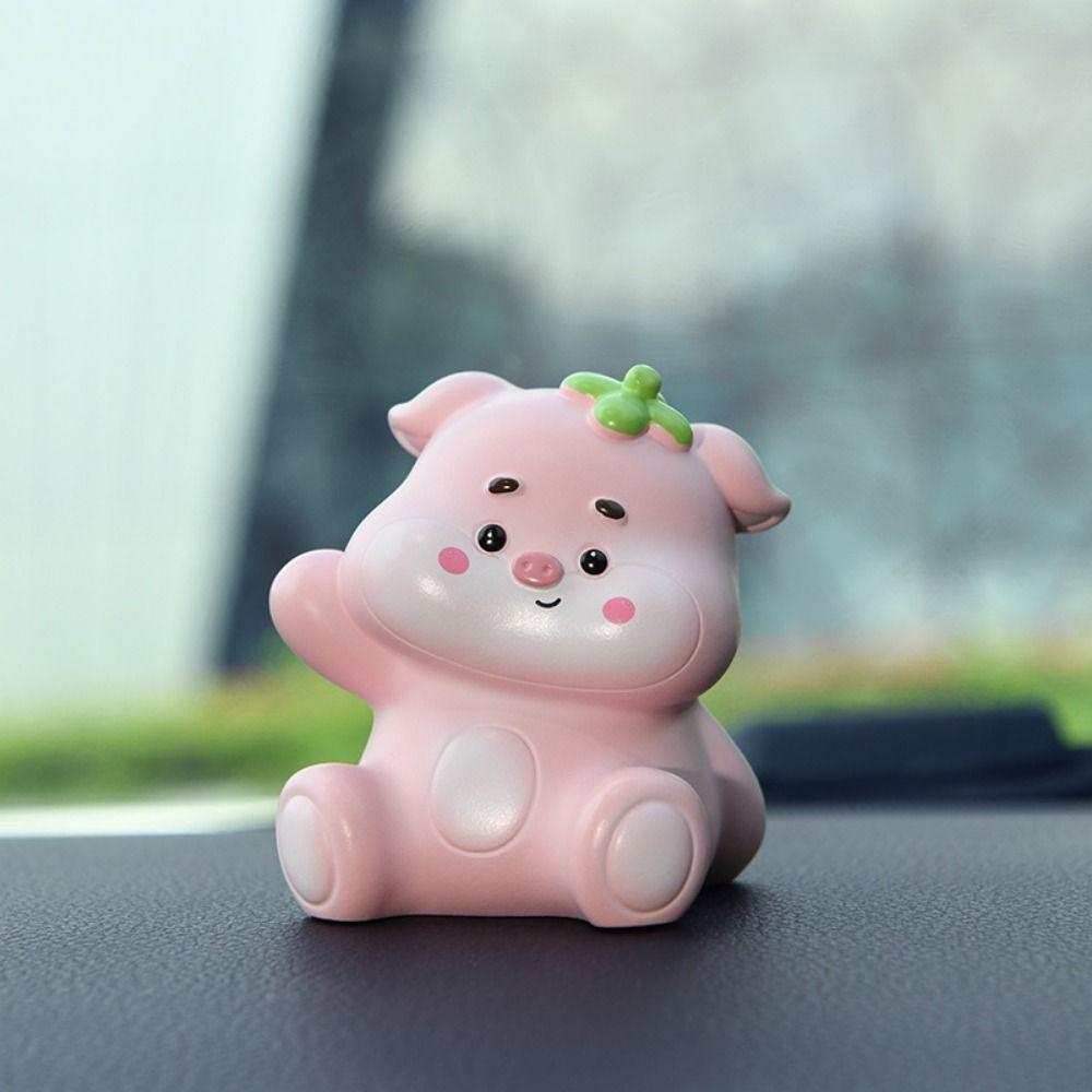 Cute Resin Pig Ornaments Small Cartoon Animal Miniatures Strawberry Pig Statues  Home Decor