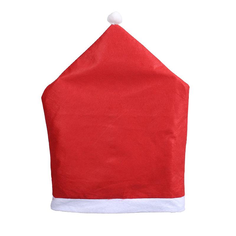 Non-Woven Red Christmas Hat Chair Cover Set - Festive Table Decoration with Soft Feel