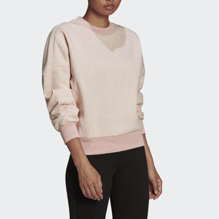 Adidas Plain Loose Round Neck Pullover Sweatshirt Women Tops Light-Pink HE4147