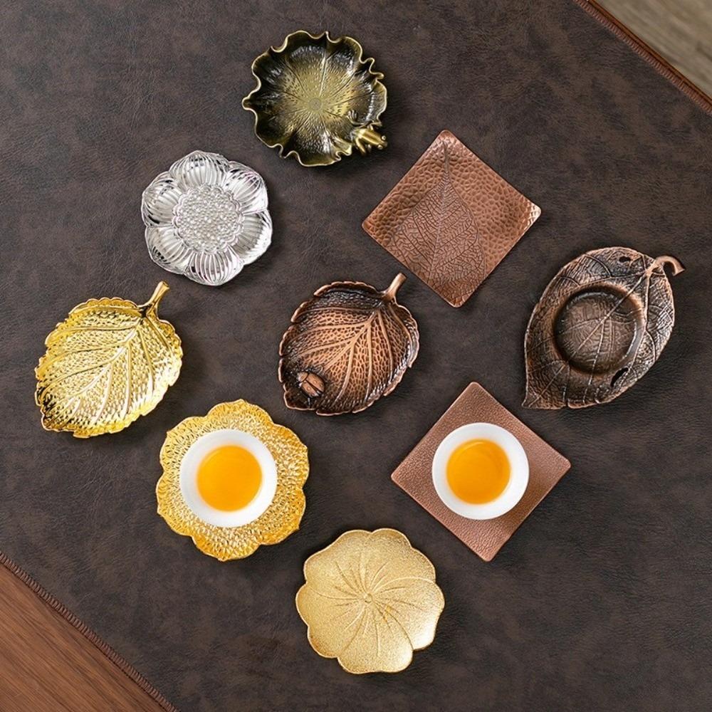 Chinese Style Retro Metal Coaster Exquisite Elegant Cup Holder Golden Heat Resistant Insulation Pad Home Decoration