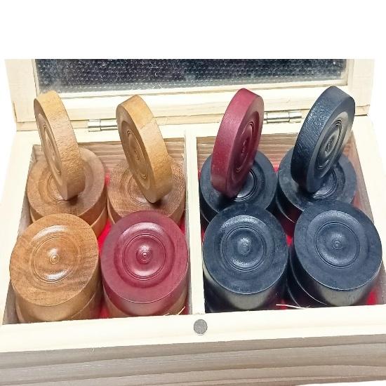 KNK Professional Wooden Carrom Coins Set – Magnetic Lock Box