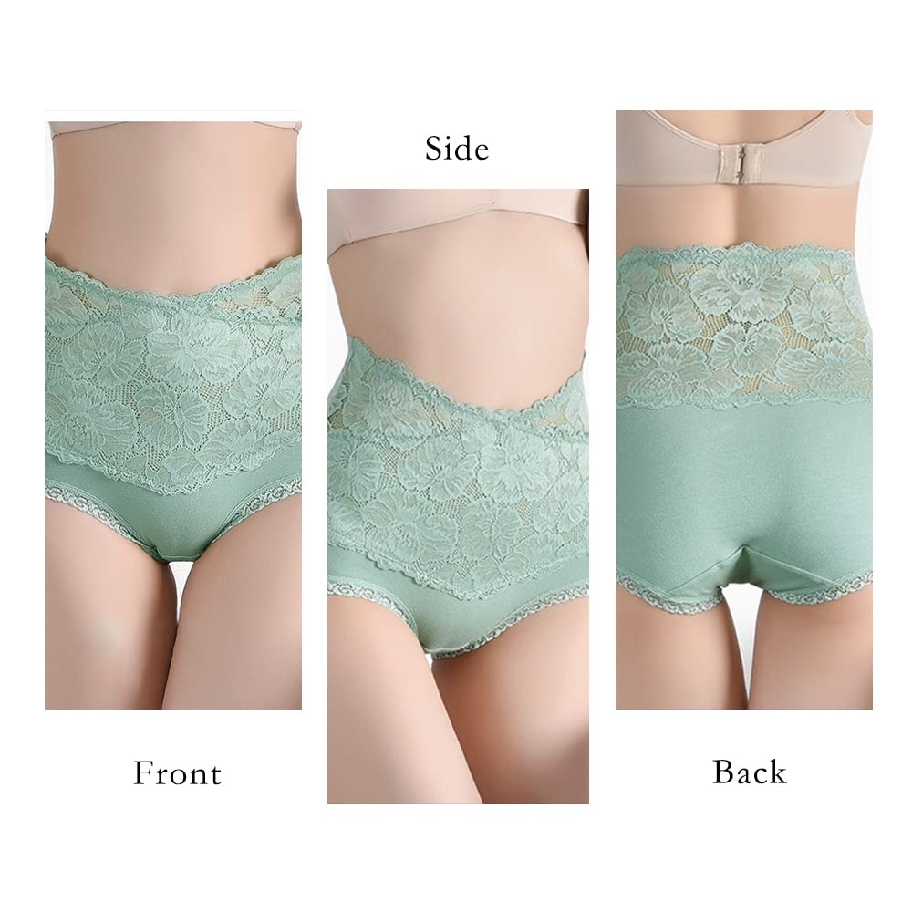 FEISEDY Pure Cotton Lace Butt Tummy Feminine A8078 95% High-Waist Panties, 3-Piece Set, Sexy, Seamless, Shapewear, Lifting, Control, Breathable,