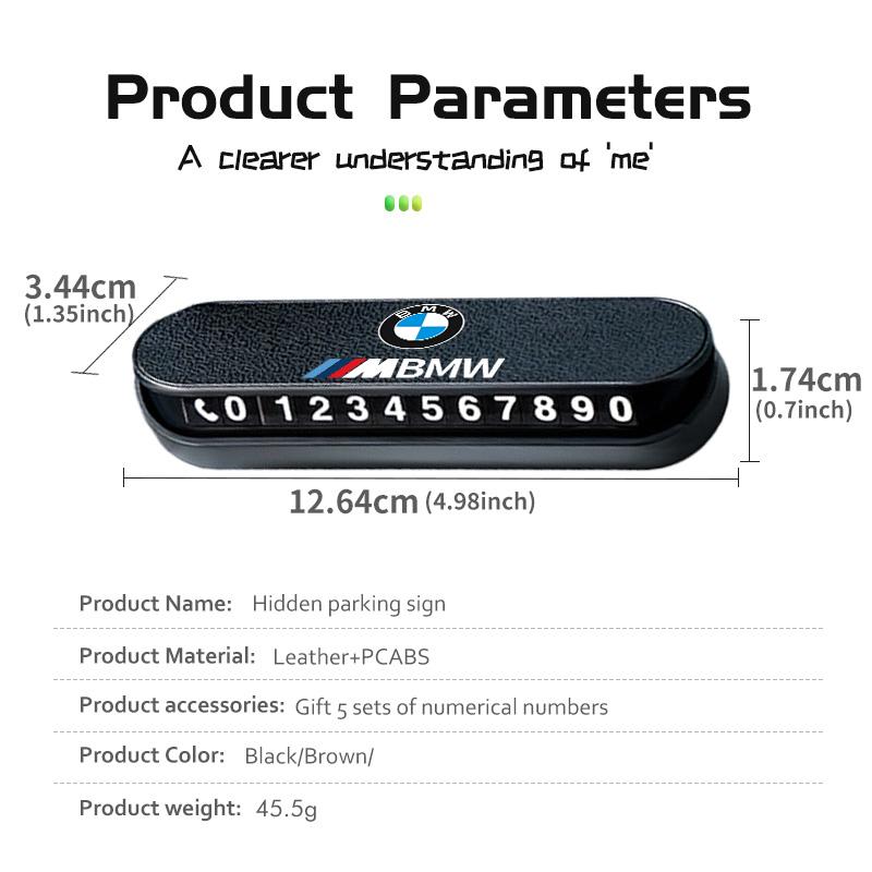 CUP1 Suede Temporary Car Parking Phone Number Card Plate Park Stop For BMW M3 M5 X3 E93 F10 F20 F30 F40 F15 F25 F26 F31 F49 F86 DN6