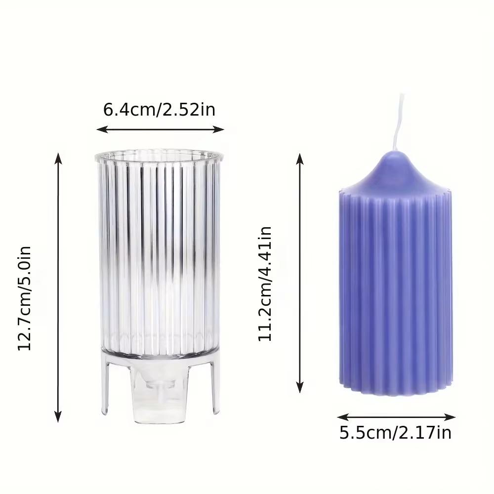 Sharp Tip Striped Cylindrical PC Candle Molds Columnar Candle Resin Acrylic Mold DIY Easy Release Aromatherapy Candle Mould Home Decoration Gifts