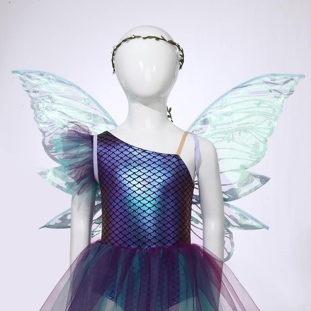Butterfly Wings & Elf Ears Costume Accessory Set for Adults Kids, Complete Fairy Role Play Set for Masquerade Party & Halloween