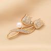 Fashion Crystal Tulip Flower Brooch Pins Shiny Women's Metal Brooches Alloy Pins Men Girls Party Badge Gifts