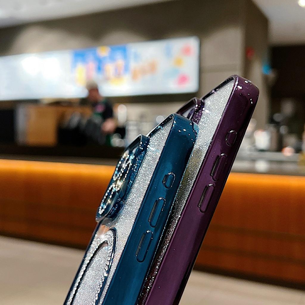 Für iPhone 14 Pro Magnetische Hülle Stoßfest TPU+PC Handyhülle mit Farbverlauf Glitzer