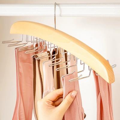 Tie Rack Tie Hanger 24 Hooks Wooden Tie Organizer, Tank Top Hanger, Belt Organizer For Closet,With Upgraded 360°Rotating, Belts