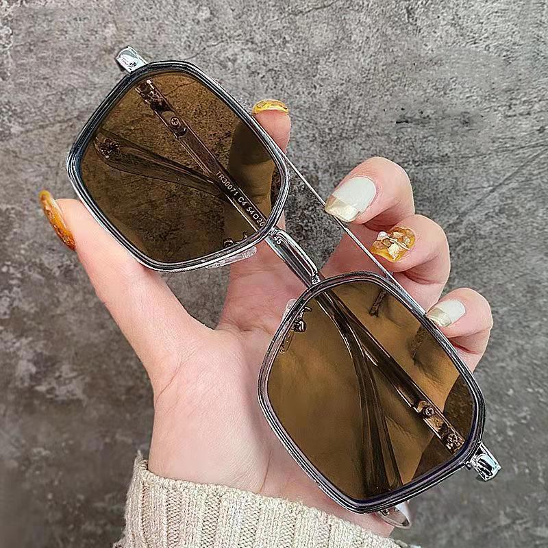 Ochelari de soare fotocromatici cu fascicul dublu de modă Ochelari de soare vintage cu blocare a luminii albastre pentru femei, bărbați, ochelari de soare pentru conducere