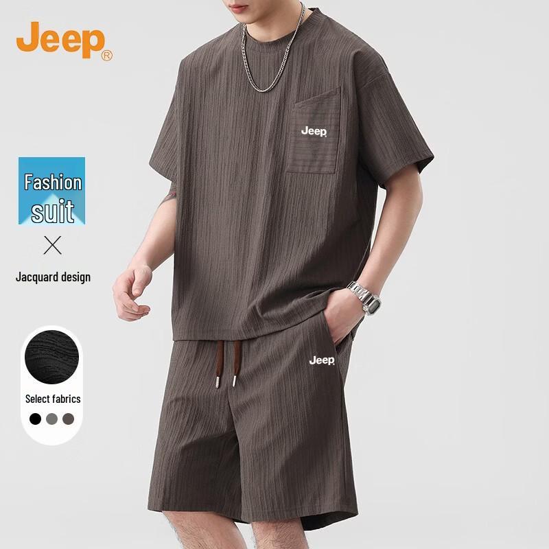 

JEEP Men s Ice Silk Short Sleeve T-Shirt and Shorts Set XL