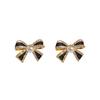 Silver Needle Retro Rhinestone Pearl Bow Stud Earrings - Elegantly Simple, Small, Advanced Sense for Women