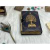 Handgefertigter mystischer Baumdruck Vintage Leder Journal Grimoire Journal Notizbuch
