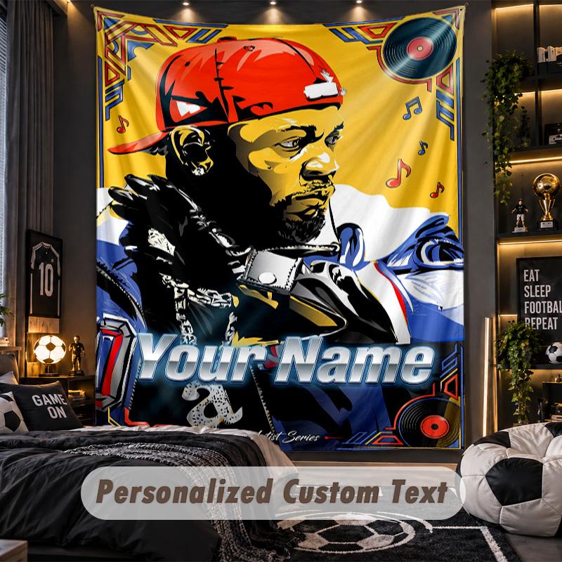 Personalized Wall Tapestry,Kendrick Lamar Custom Printed Name, Fabric Wall Art For Indoor Room Backdrop