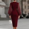 Women's Mesh Sleeve Bodycon Dress Fitted Evening Gown for Formal Events