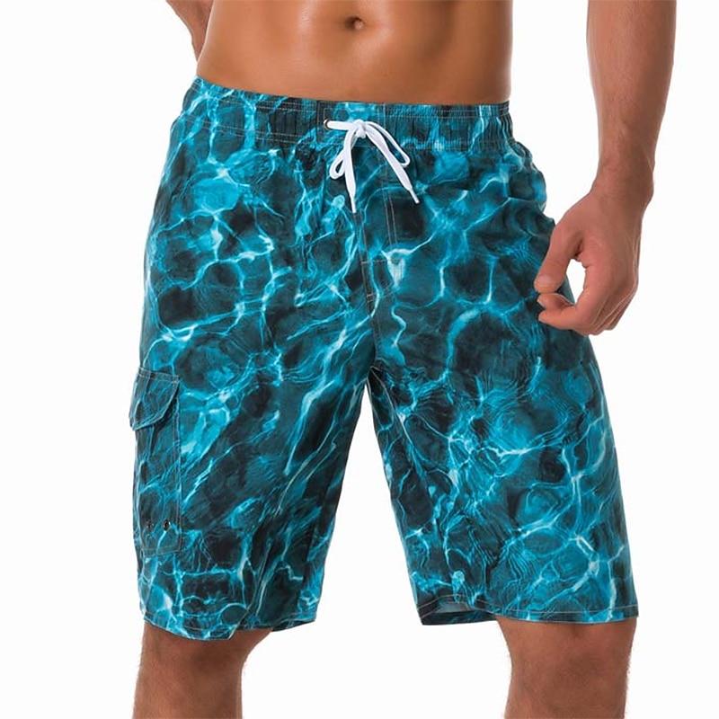 Men s Swim Trunks Swim Shorts Board Shorts Summer Shorts Bermuda shorts Drawstring with Mesh lining Elastic Waist 3D Print Ocean XL
