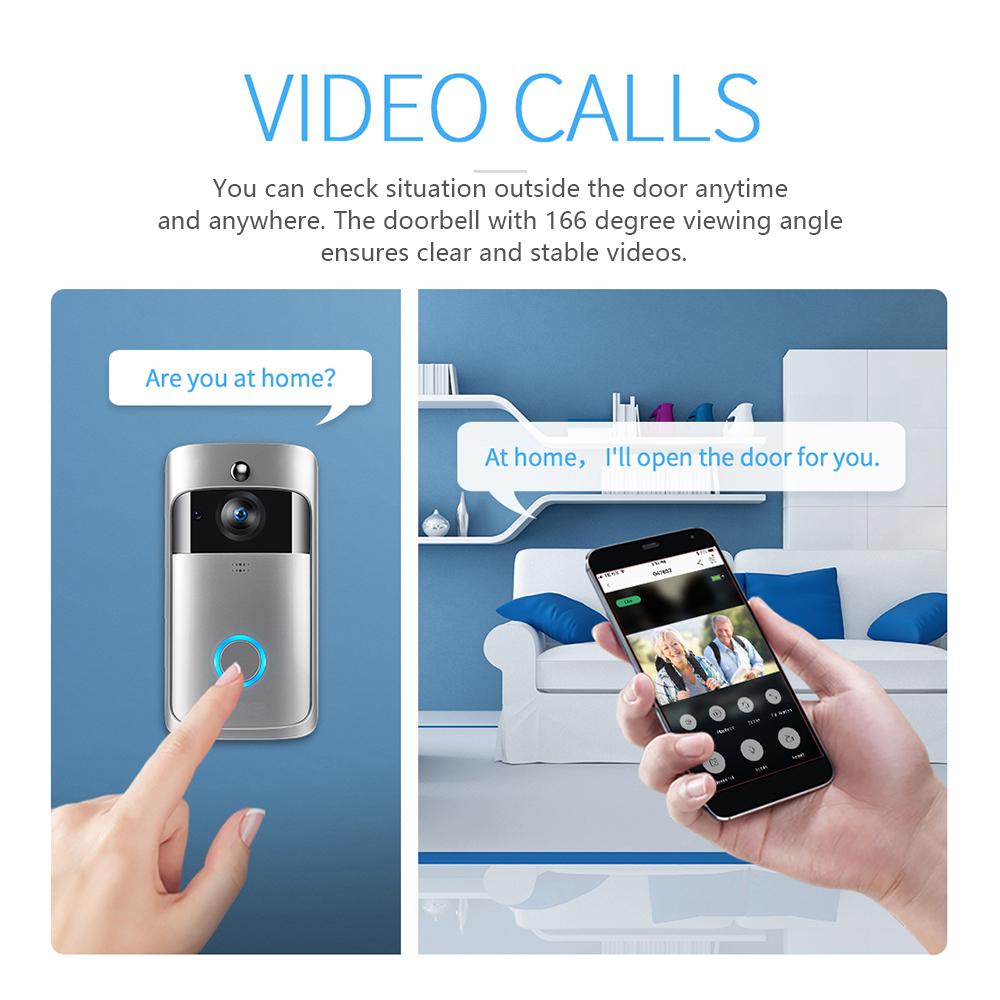 Wireless Video Doorbell 720P Visual Real time Intercom Wi Fi Video Bell PIR Detection Night Vision 2 Way Talk Home